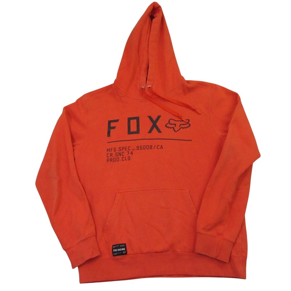 Fox Racing Mens Non Stop Pullover Hoodie S Orange Fleece Pocket
